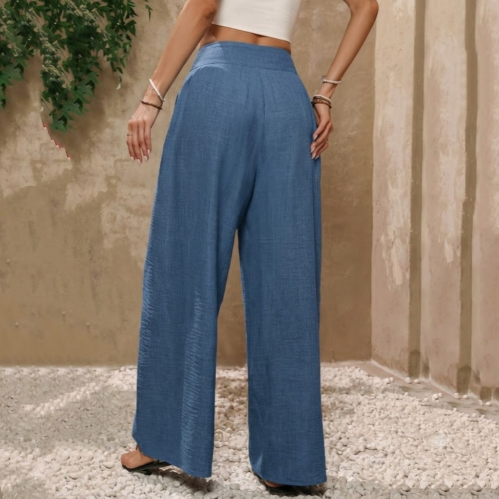 Women’s High Waisted Wide Leg Pants – Tie Front Casual Trousers