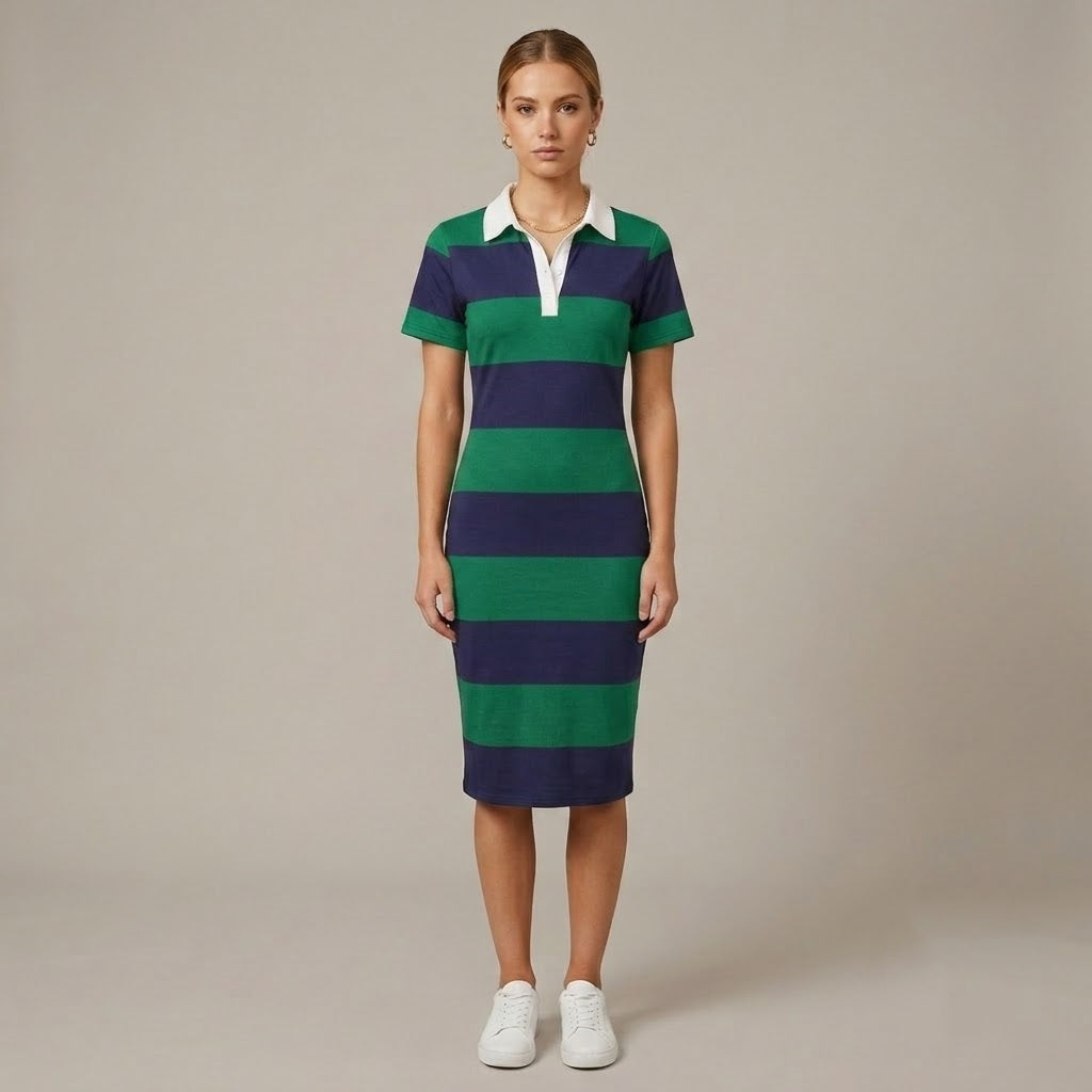 Women’s Color Block Polo Midi Dress