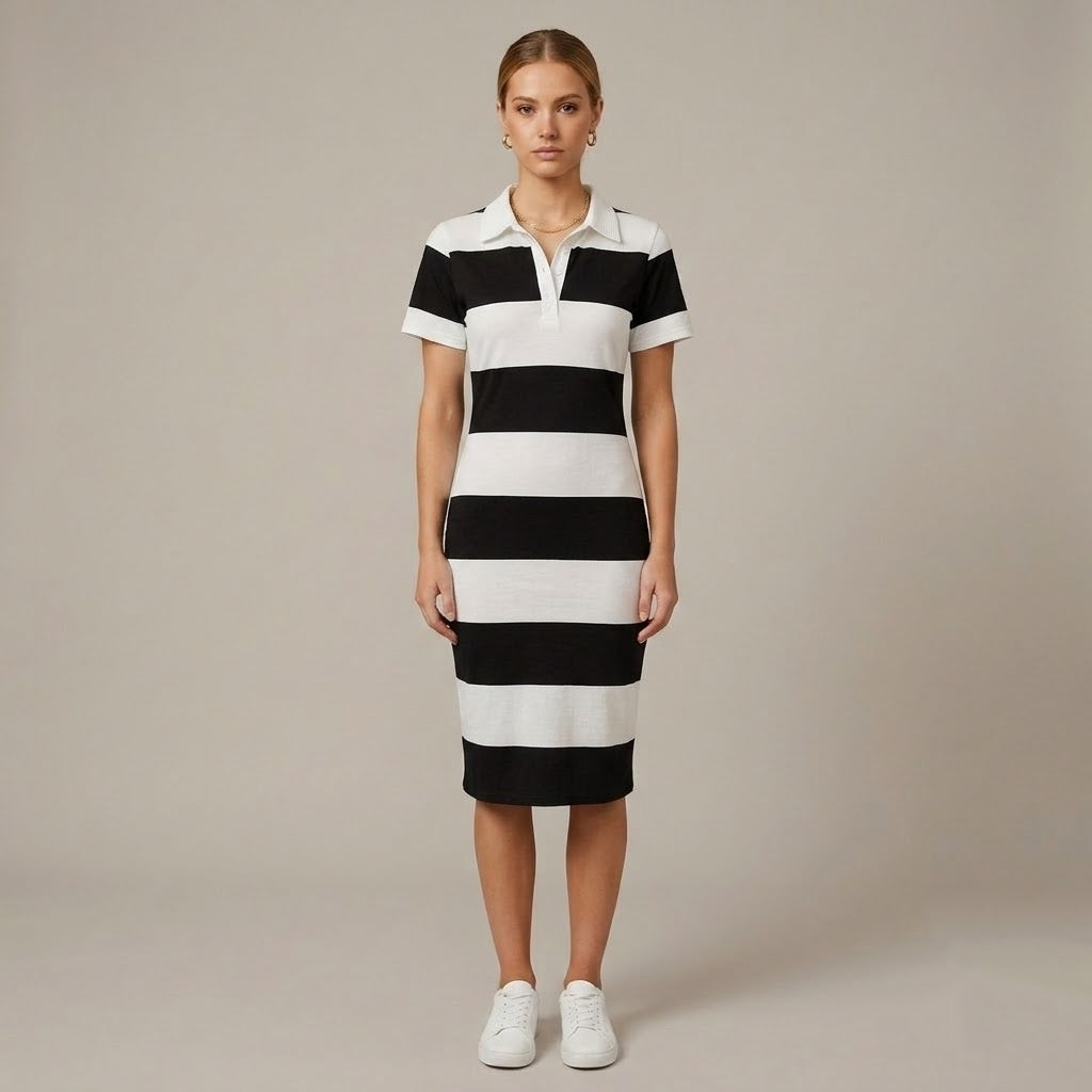 Women’s Color Block Polo Midi Dress
