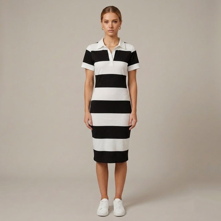 Women’s Color Block Polo Midi Dress