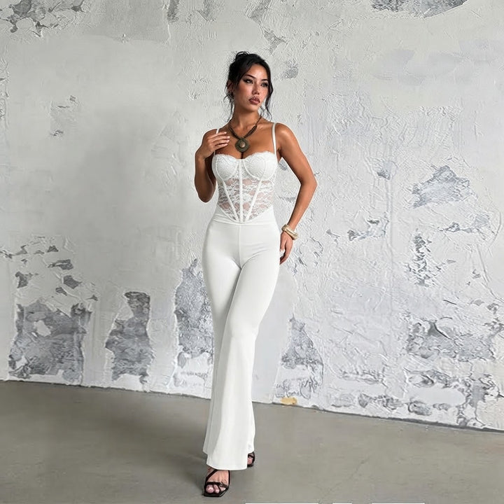 Women’s Lace Strap Flare Jumpsuit