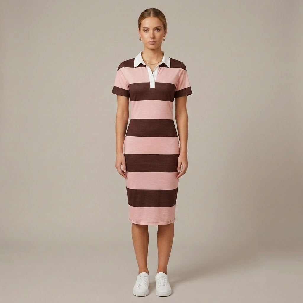 Women’s Color Block Polo Midi Dress