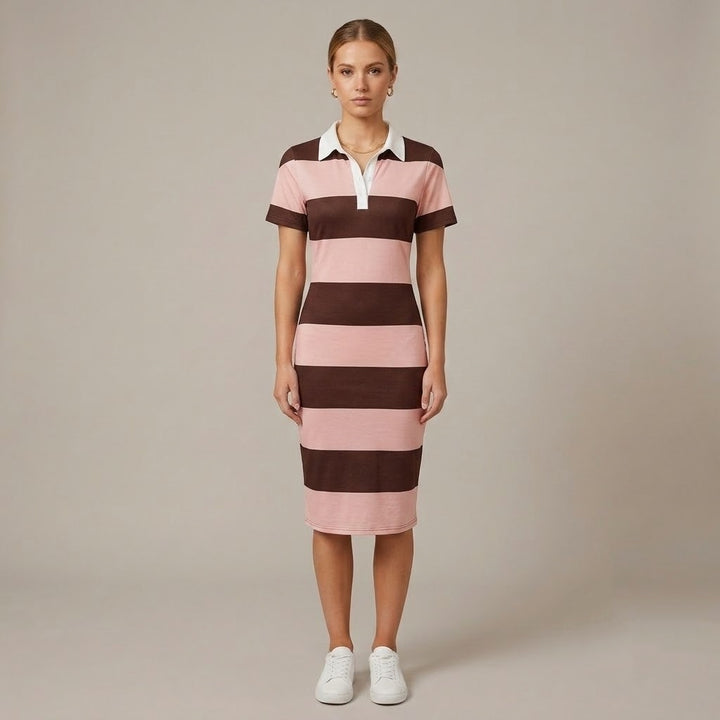 Women’s Color Block Polo Midi Dress