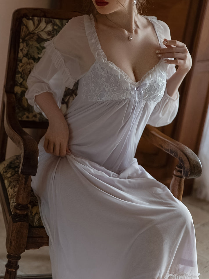 Women’s Lace Mesh Long Sleeve Nightgown
