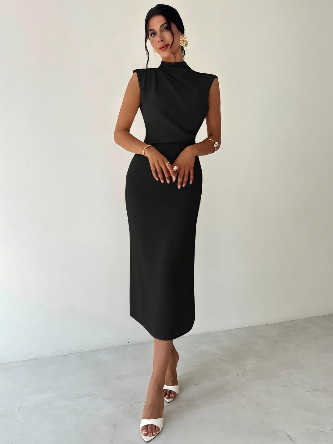 Women’s  Mock Neck Bodyco Sleeveless Slim Fit Pencil Dress