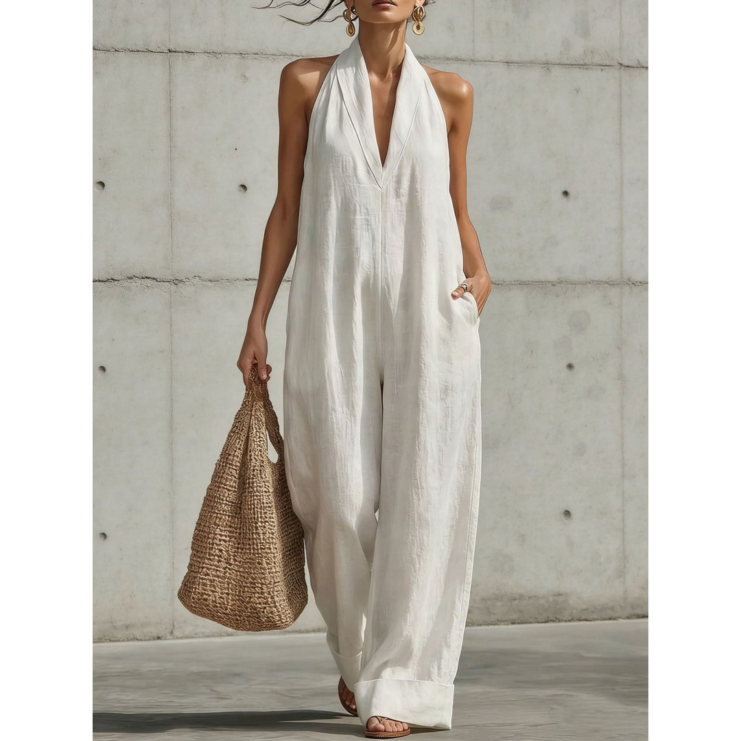 Women’s Linen-Blend Wide Leg Jumpsuit