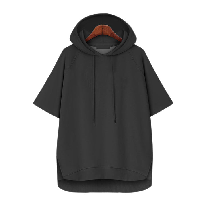 Plus Size Short Sleeve Hooded Tunic Top