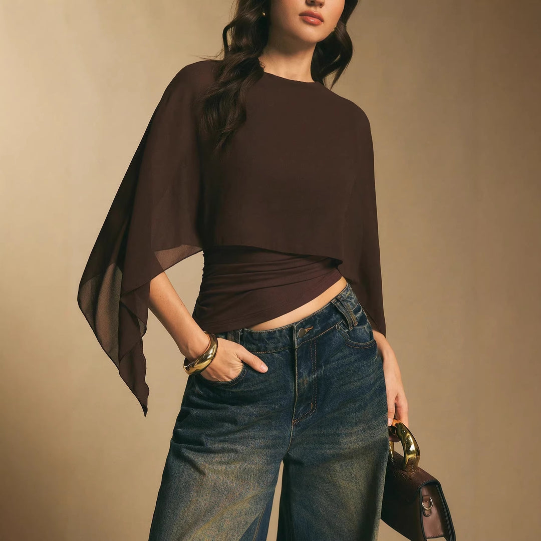 Women’s Chiffon Cape Sleeve Top