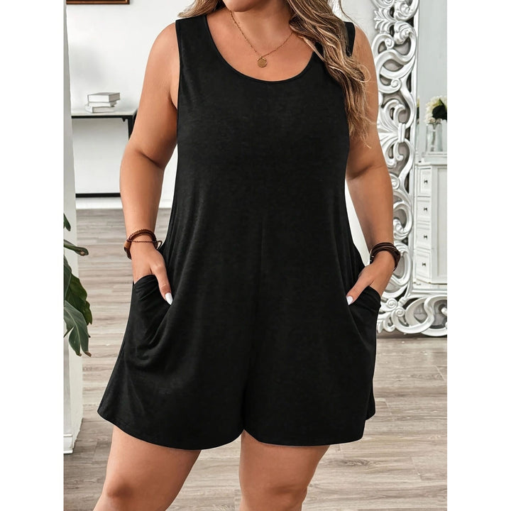 Women’s Plus Size Sleeveless Romper – with Pockets(S-6XL)
