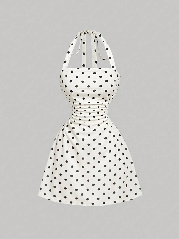 Women’s Polka Dot Backless Mini Dress