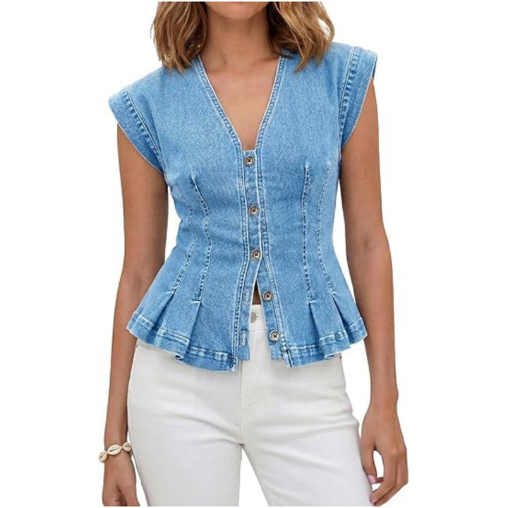 Women’s V-Neck Denim Vest Top