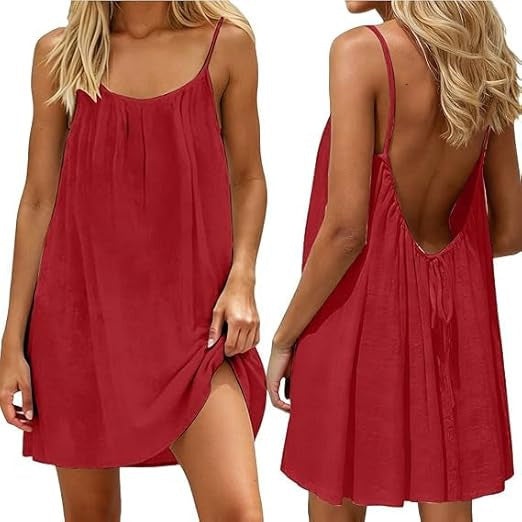 Silk-Like Ruched Backless Mini Dress