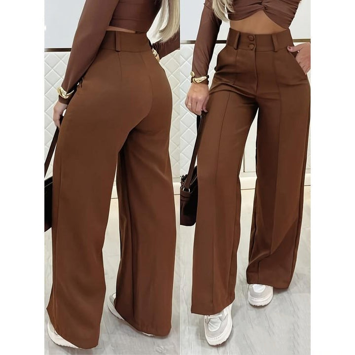 Women’s High-Waisted Double-Button Wide-Leg Pants