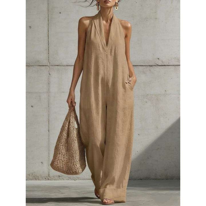 Women’s Linen-Blend Wide Leg Jumpsuit