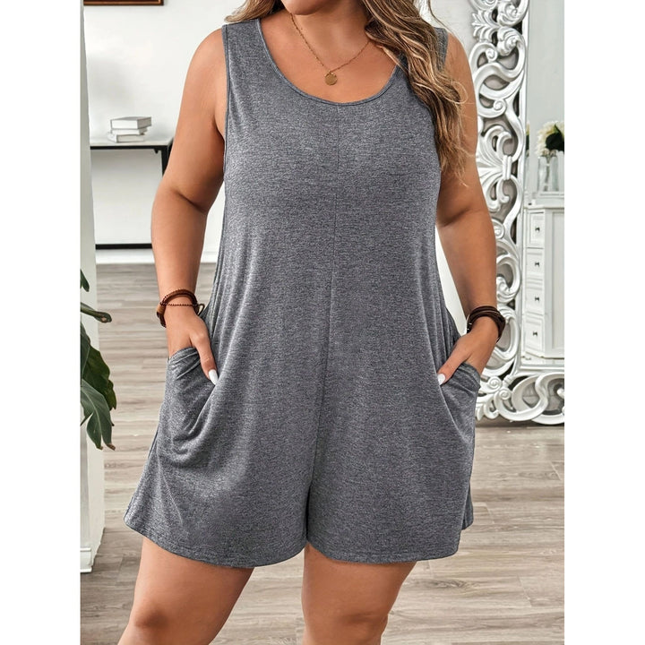 Women’s Plus Size Sleeveless Romper – with Pockets(S-6XL)
