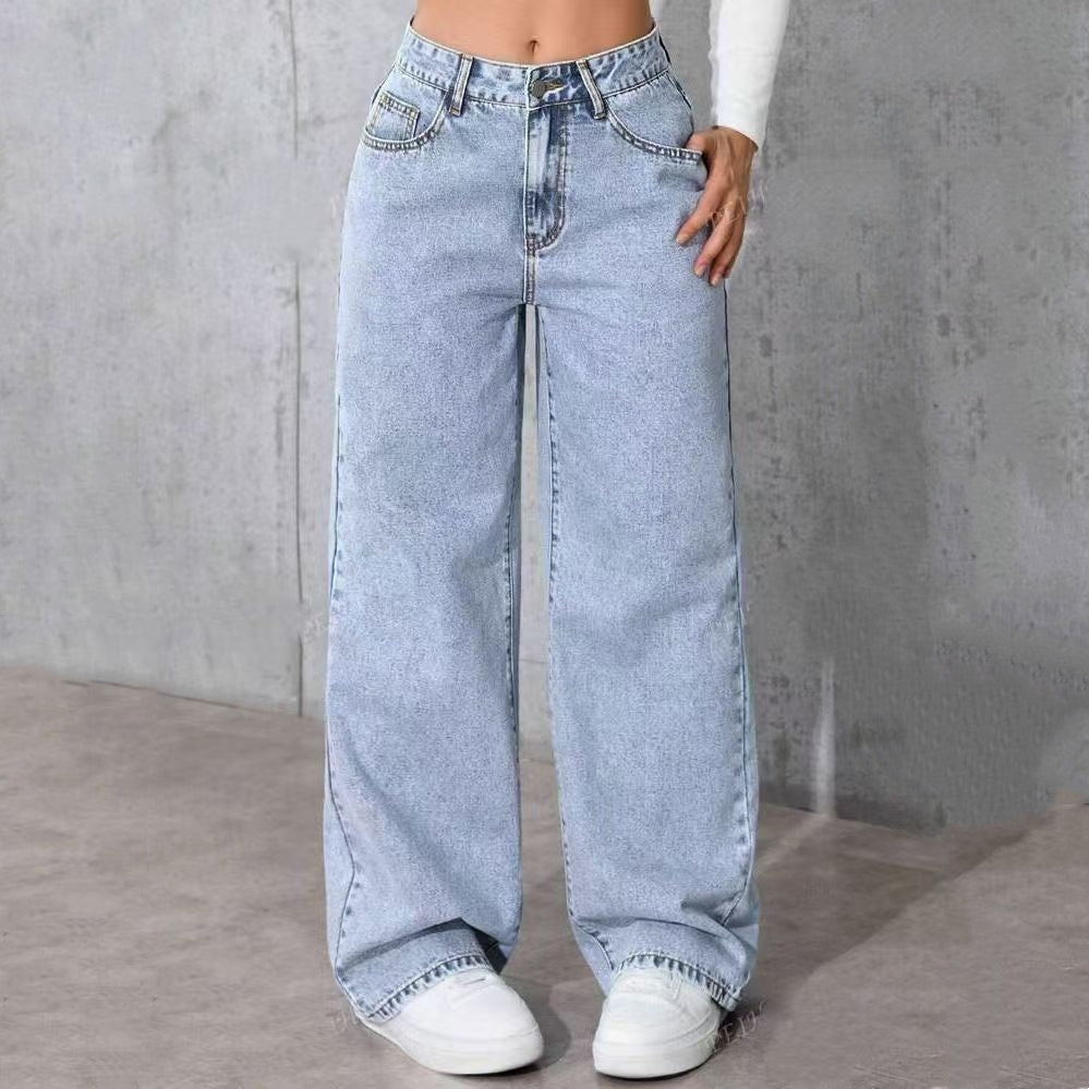Women’s High Wide Leg Straight Jeans