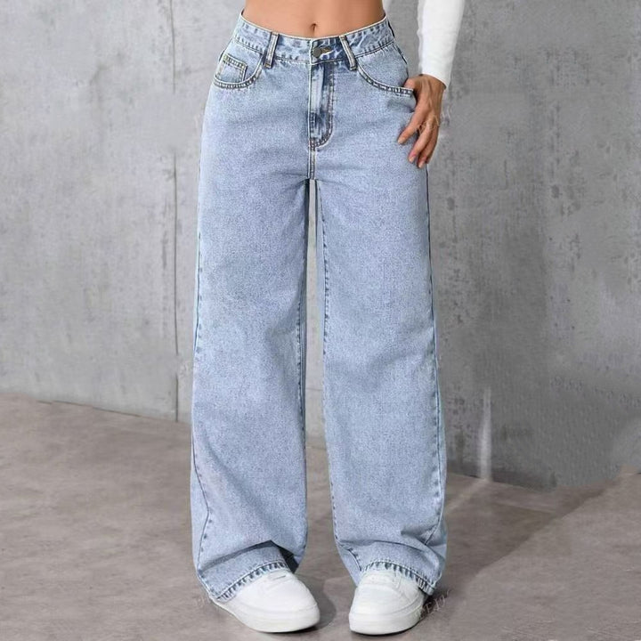 Women’s High Wide Leg Straight Jeans