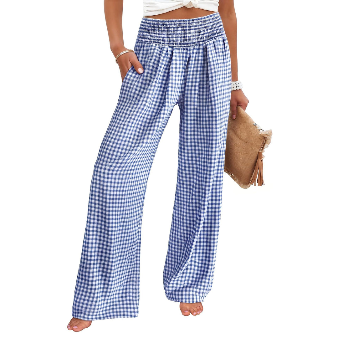 Women’s High Waisted Gingham Wide Leg Pants