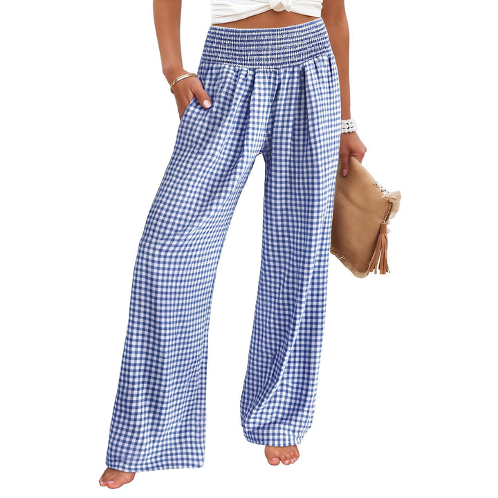 Women’s High Waisted Gingham Wide Leg Pants