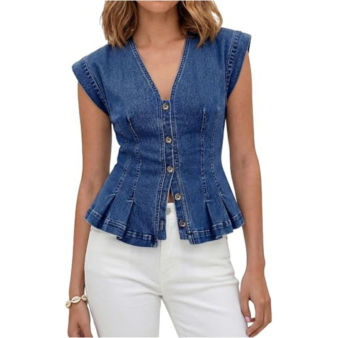 Women’s V-Neck Denim Vest Top