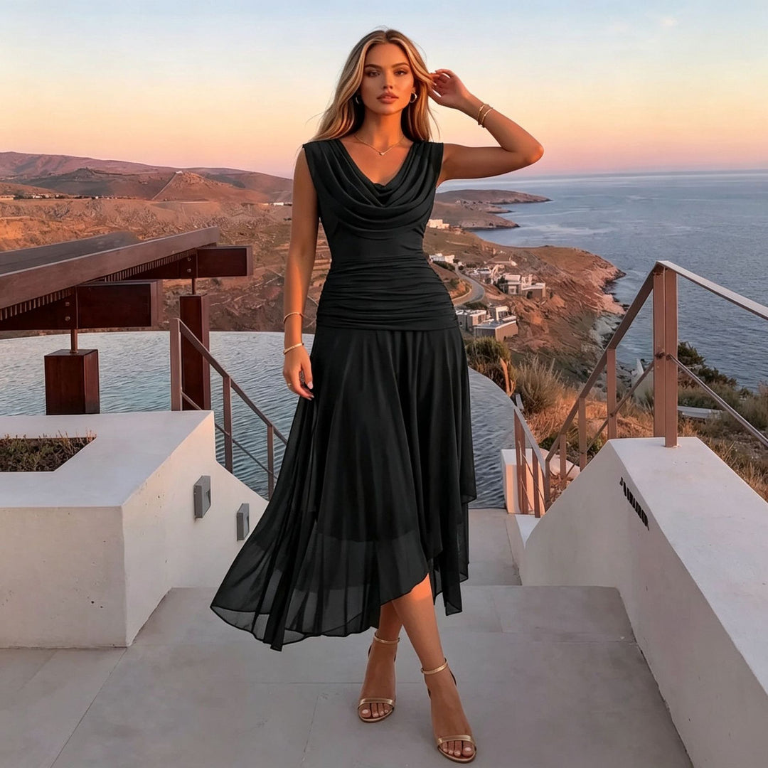 Women’s V-Neck Ruched Maxi Dress