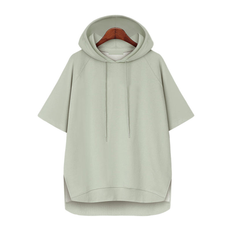 Plus Size Short Sleeve Hooded Tunic Top