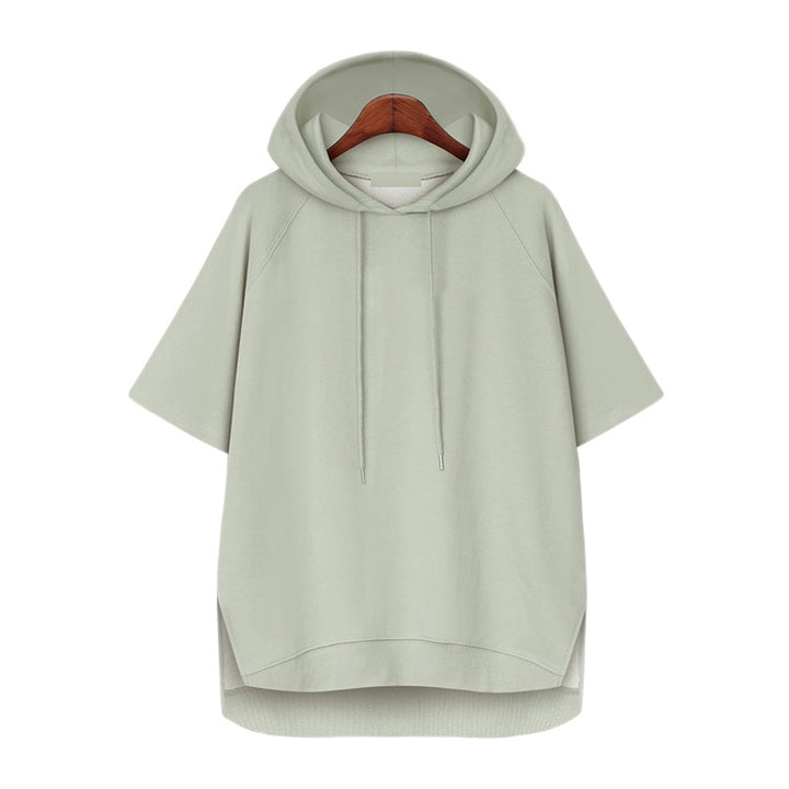 Plus Size Short Sleeve Hooded Tunic Top