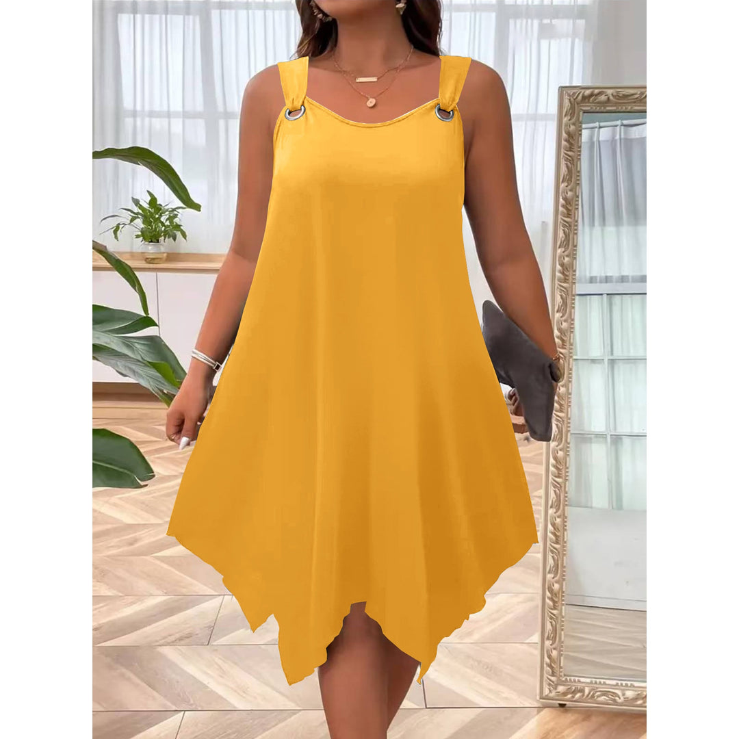 Plus Sleeveless  Size A-Line Midi Dress (XL-8XL)