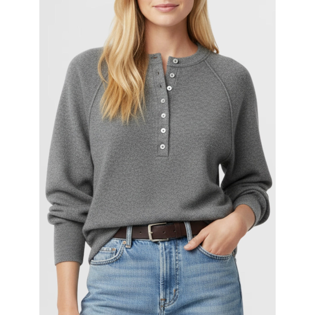 Women’s Casual Henley Knit Sweater Top