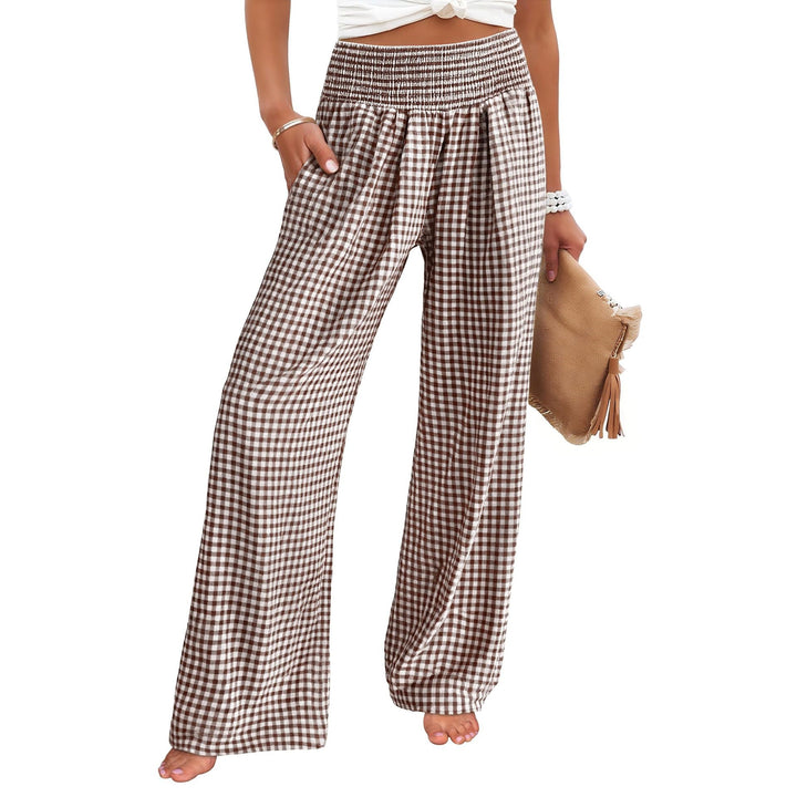 Women’s High Waisted Gingham Wide Leg Pants