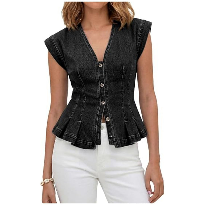 Women’s V-Neck Denim Vest Top