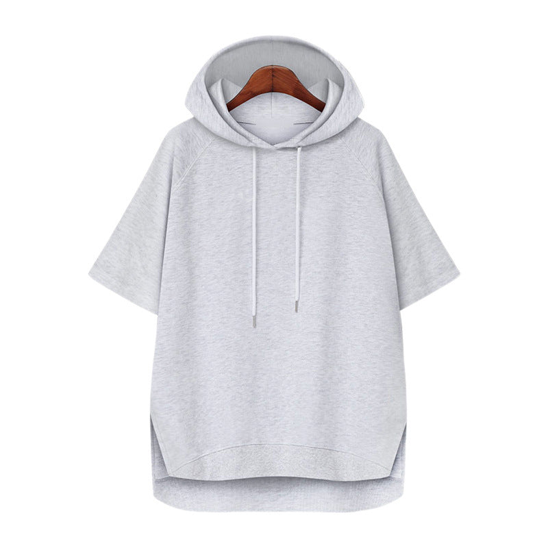 Plus Size Short Sleeve Hooded Tunic Top