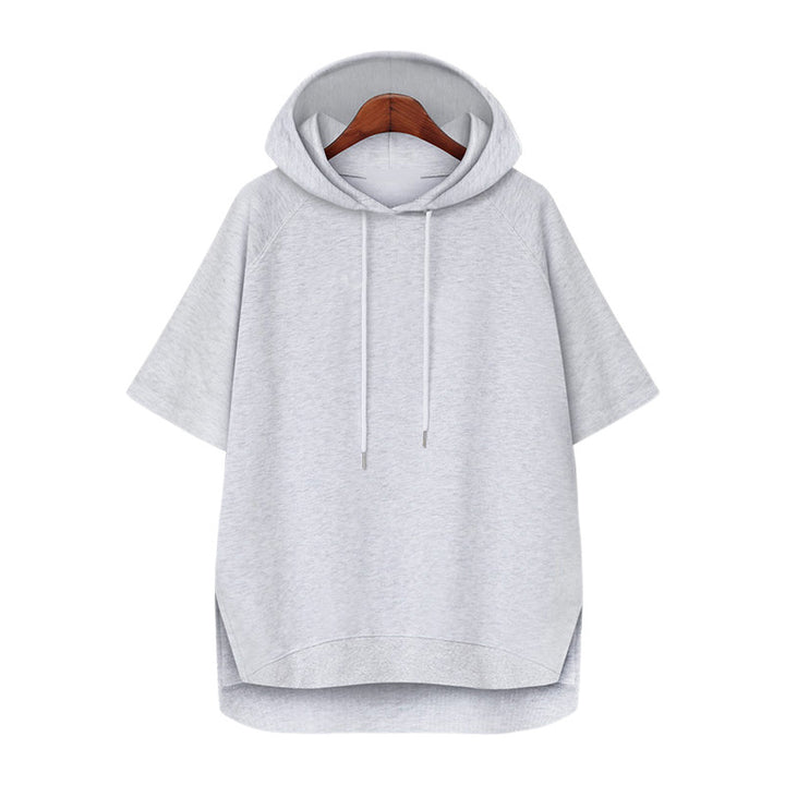 Plus Size Short Sleeve Hooded Tunic Top