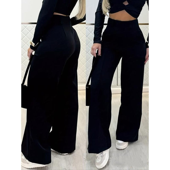 Women’s High-Waisted Double-Button Wide-Leg Pants