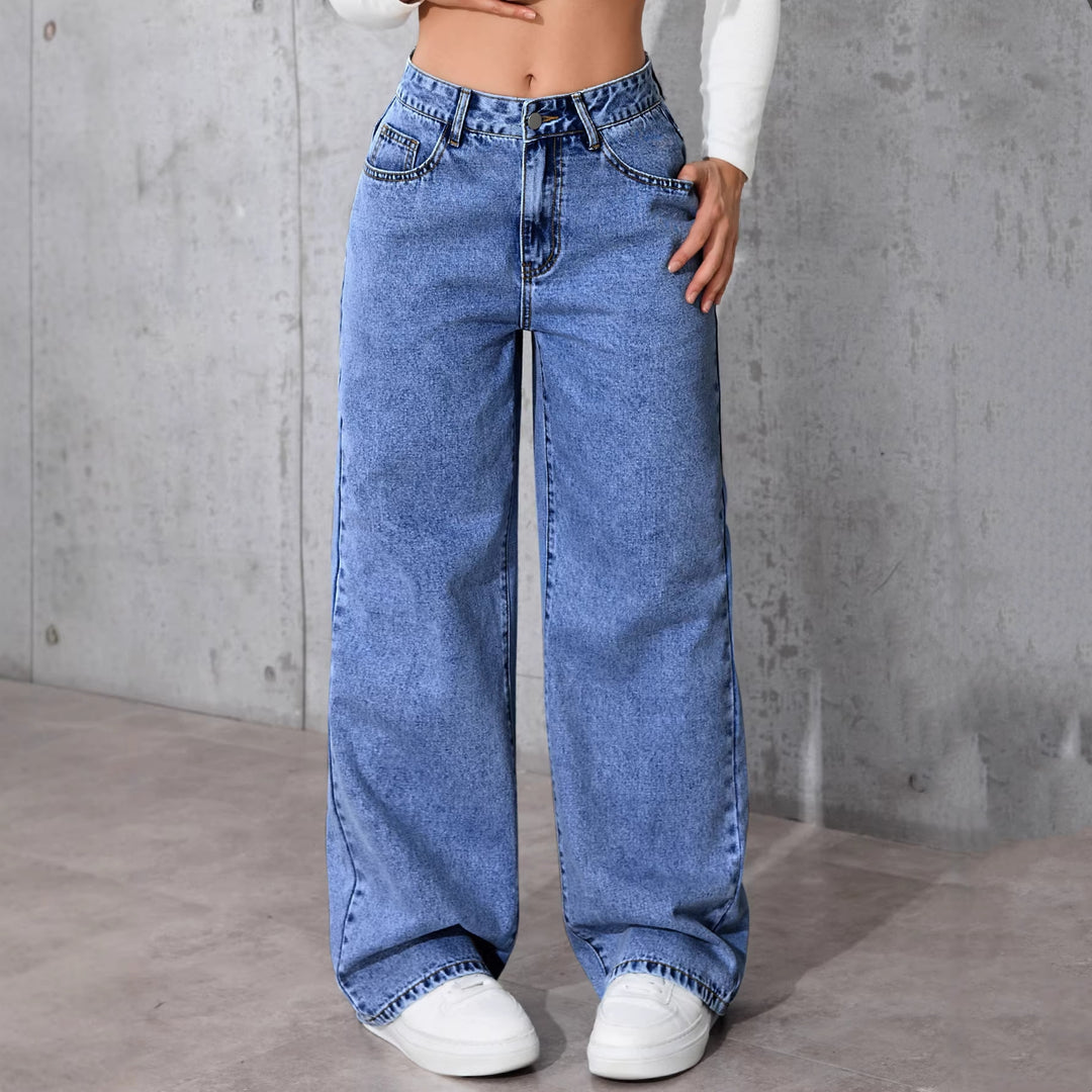 Women’s High Wide Leg Straight Jeans