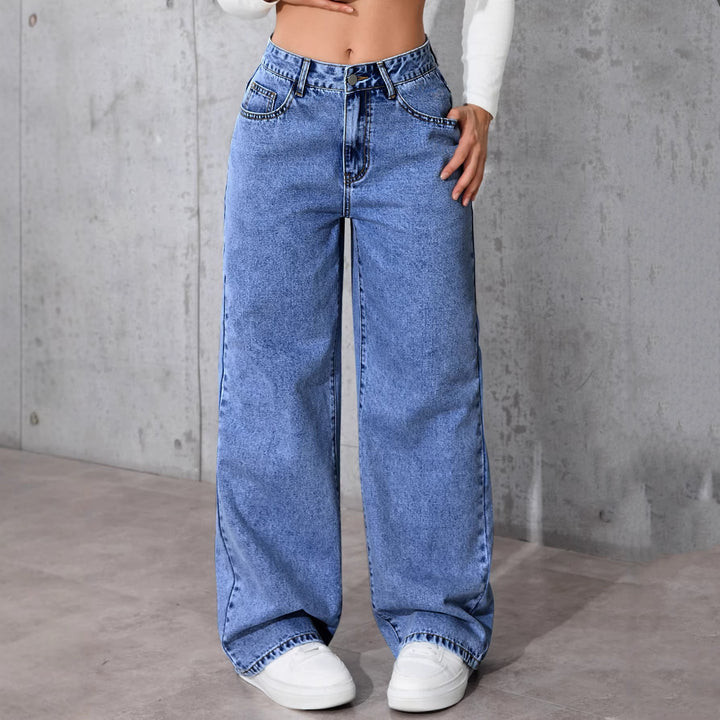 Women’s High Wide Leg Straight Jeans