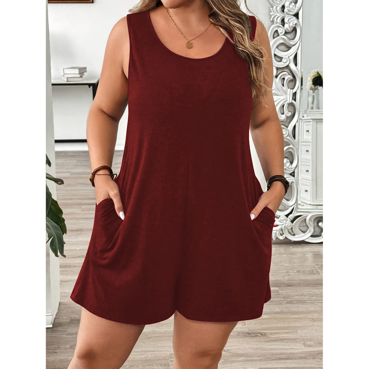 Women’s Plus Size Sleeveless Romper – with Pockets(S-6XL)