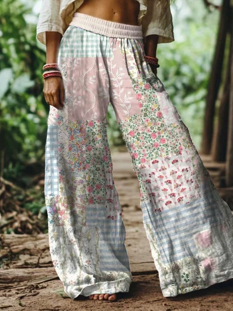 Women’s Boho Floral Wide Leg Pants