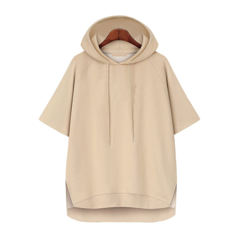 Plus Size Short Sleeve Hooded Tunic Top