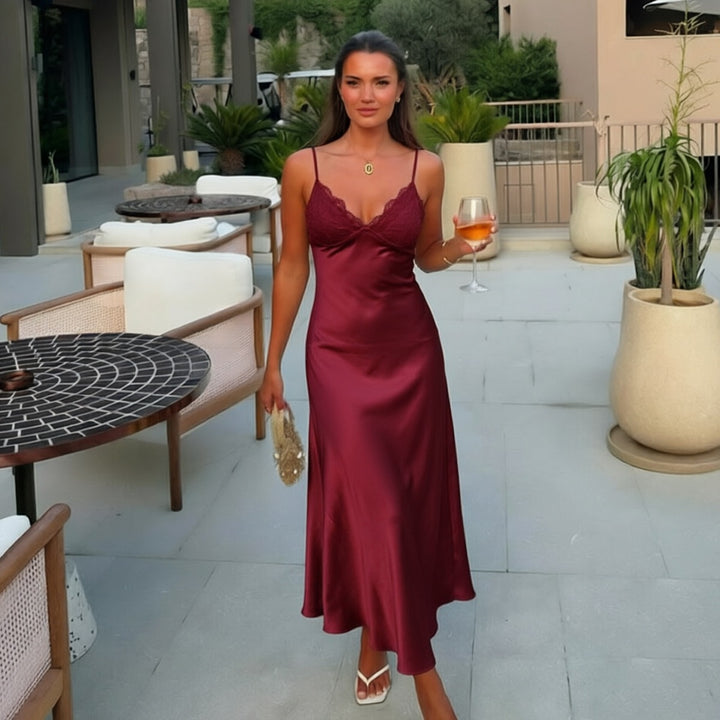Elegant Lace Satin Slip Dress
