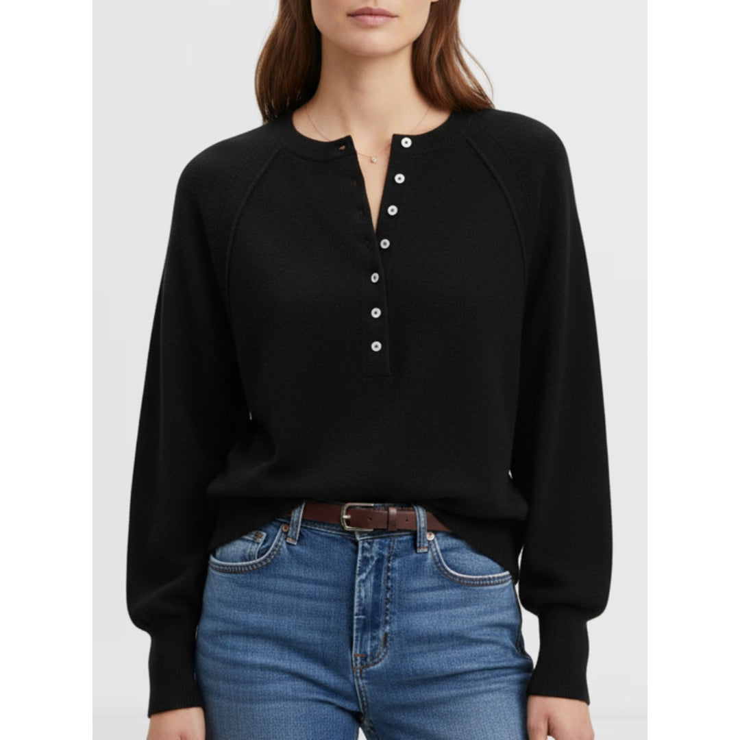 Women’s Casual Henley Knit Sweater Top