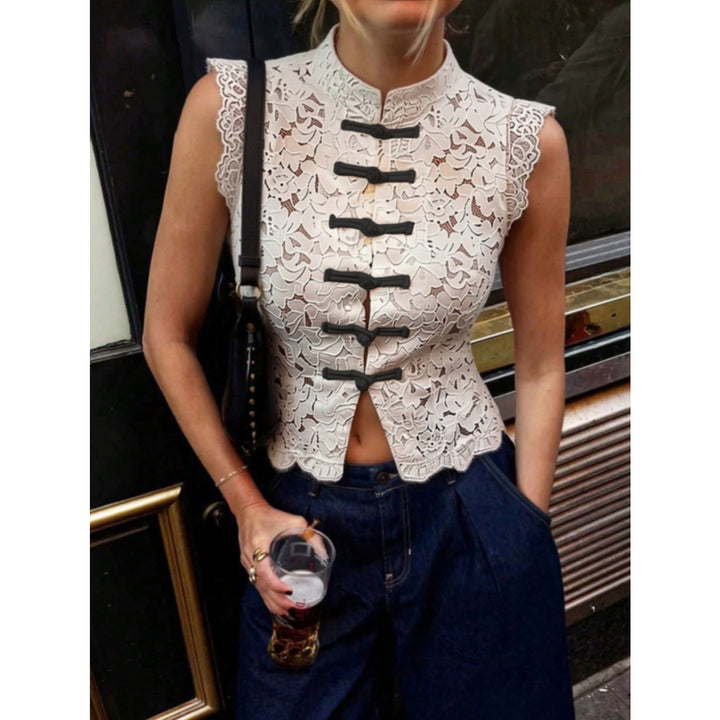 Women’s Lace Mandarin Collar Vest Top