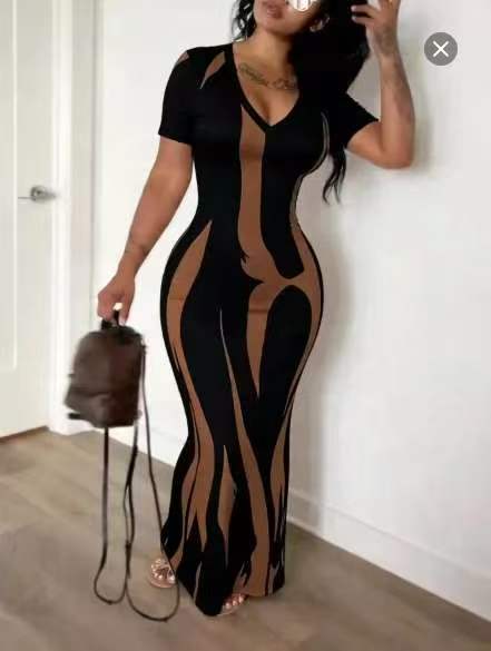 Women’s Zebra Print Bodycon Maxi Dress