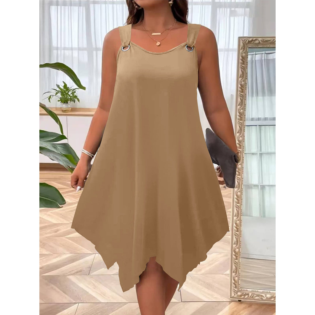 Plus Sleeveless  Size A-Line Midi Dress (XL-8XL)