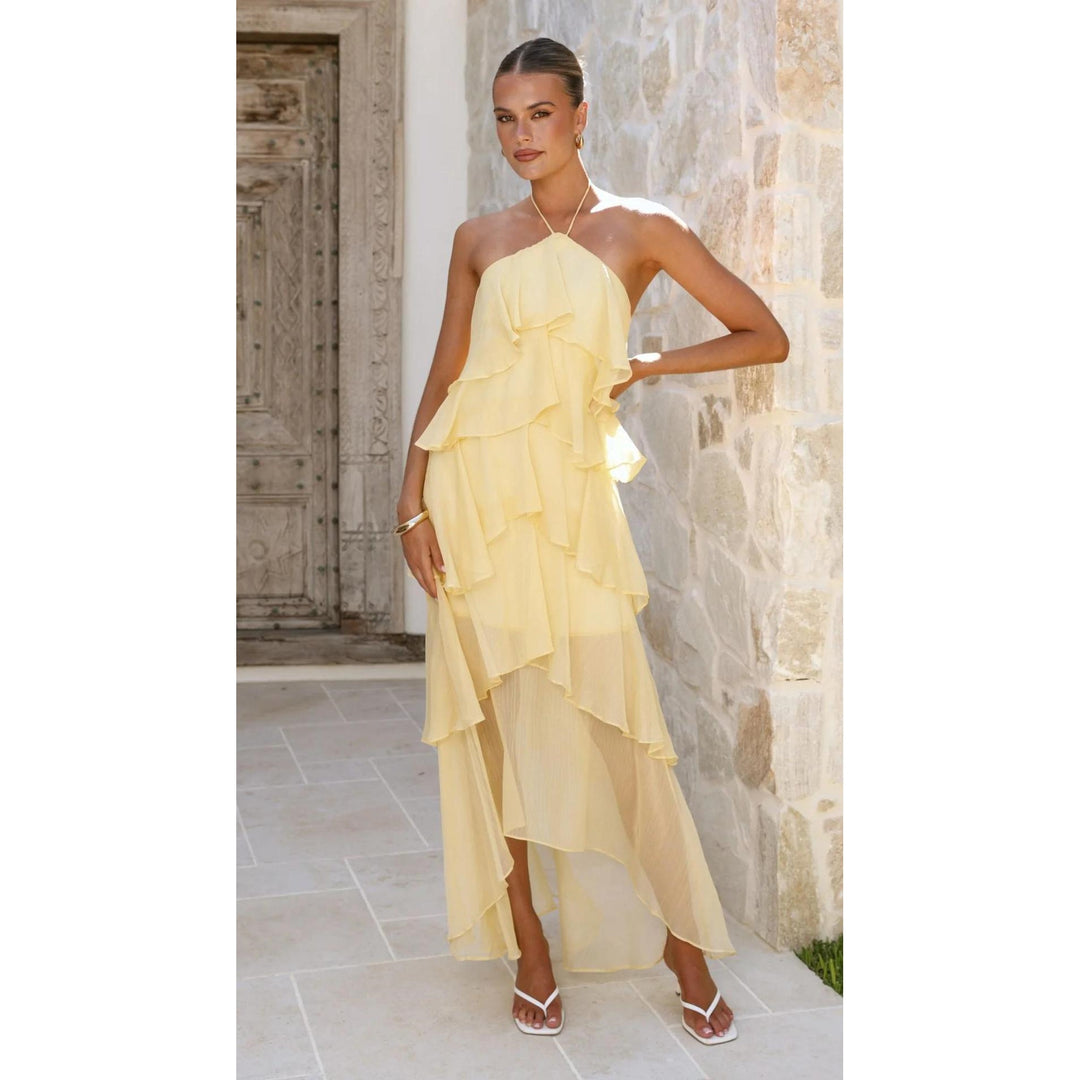 Women’s Halter Neck Ruffle Maxi Dress