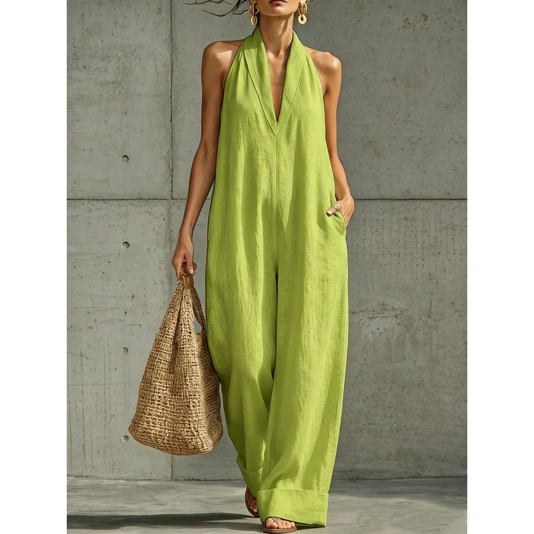Women’s Linen-Blend Wide Leg Jumpsuit