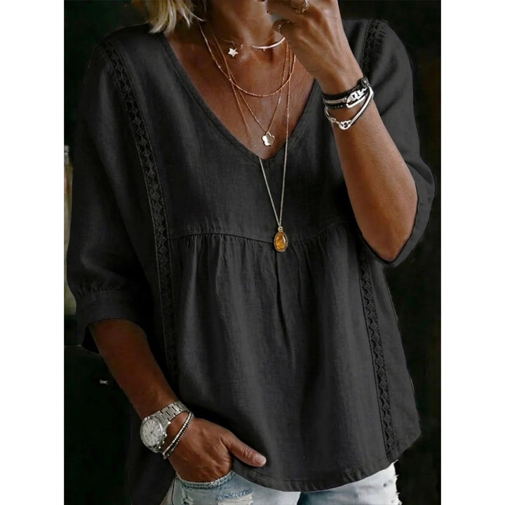 Women’s Lace Trim V Neck Blouse