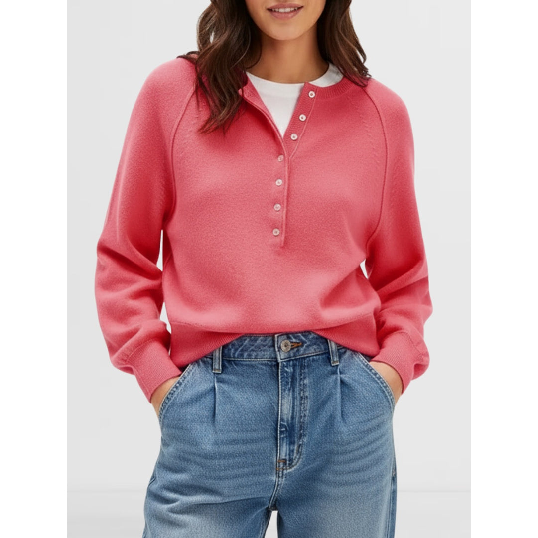 Women’s Casual Henley Knit Sweater Top