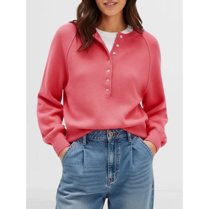Women’s Casual Henley Knit Sweater Top