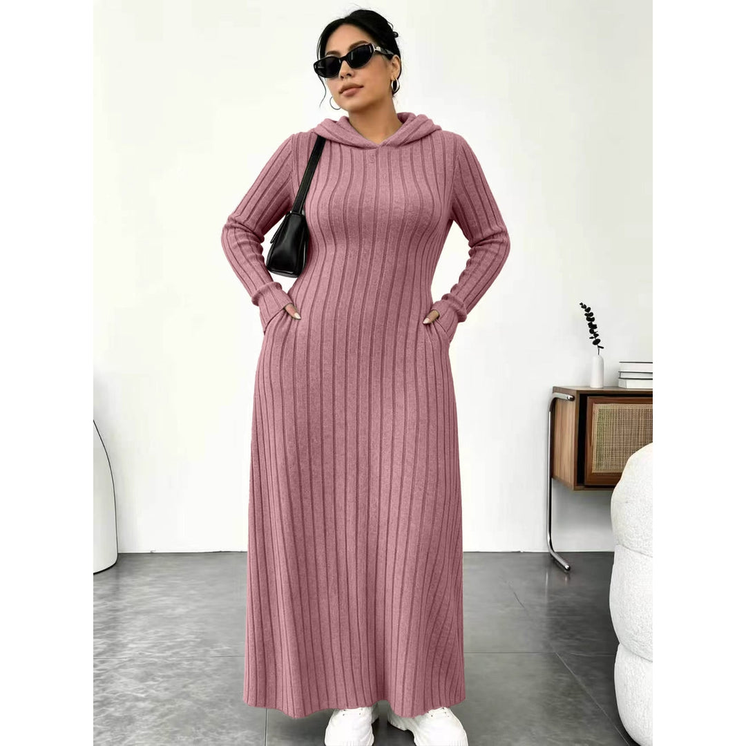 Women’s Hooded Ribbed Maxi Dress